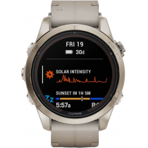 Умные часы Garmin Fenix 7S Pro Sapphire Solar Gold/Limestone Leather Band