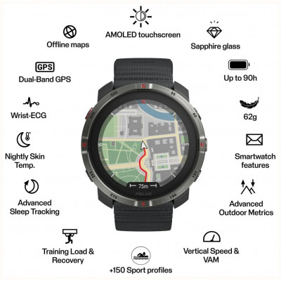 Умные часы Polar Grit X2 Night Black S-L